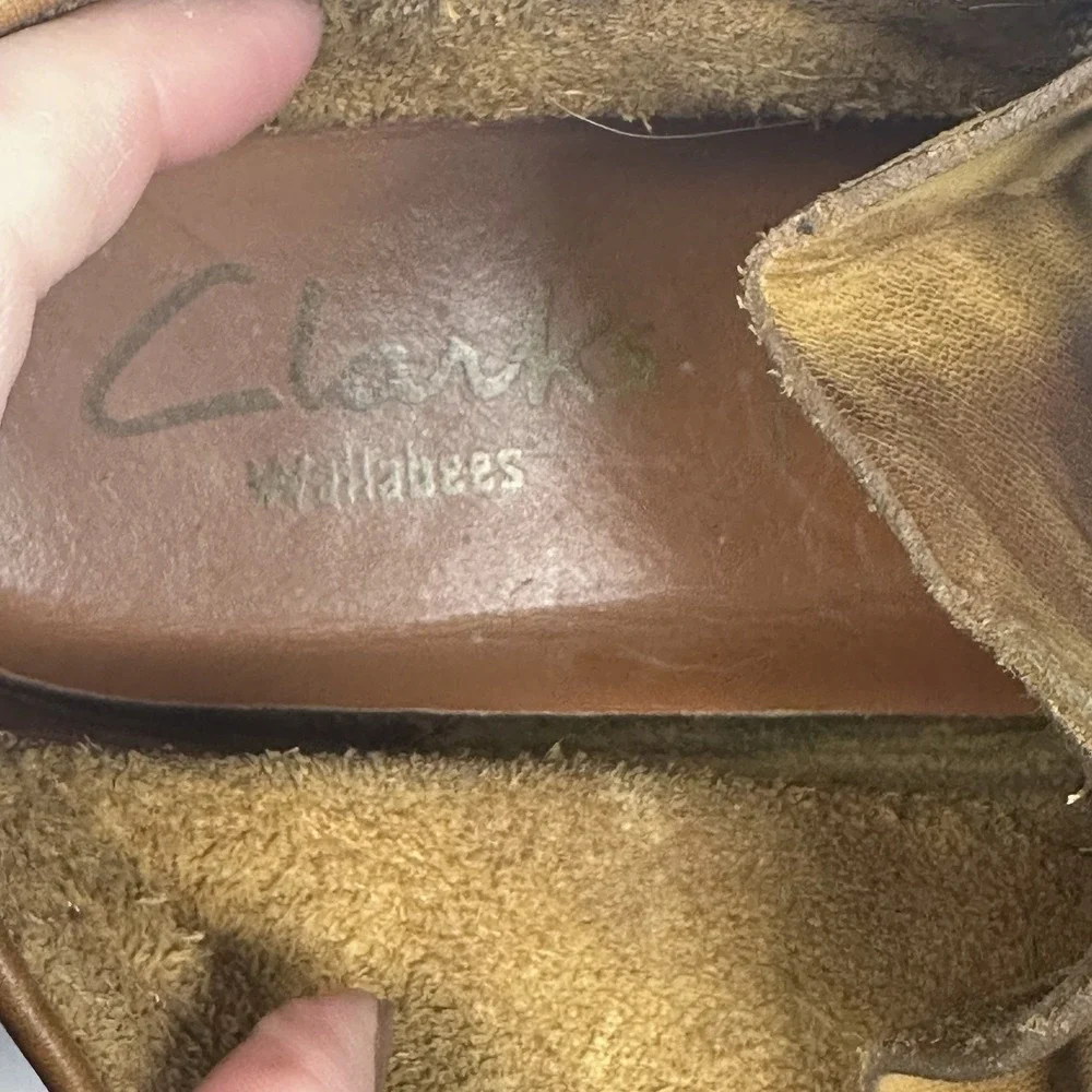 Vintage Clarks Original Wallabee Mens 8.5M‎ Beeswax Brown Crepe Sole Shoes 35425